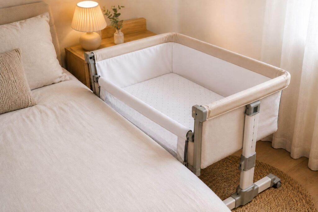 Lista de nacimiento: qué comprar para el bebé - MSBABYWORLD Minicuna de colecho MS Baby World adosada a cama de padres